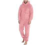 AEGJEGVD Herren Overall Jumpsuit One Piece Anzug Fleece Onesie Herren Flauschig Einteiler Schlafanzug Herren mit Reißverschluss, warme Kapuze, Plüsch-Nachtwäsche Schlafanzug mit Kapuze