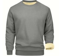 AEGJEGVD Herren Sweatshirt Winter Dickes Fleece Pullover Casual Rundhals Gefüttert Sweater Warm Langarm Pulli Fleecepullover Gefüttert Winter Warme Sport Basic Freizeit Sweater Einfarbig