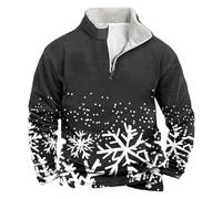 AEGJEGVD Herren Weihnachtspulli Mit Reißverschluss Und Weihnachtsmotiv Weihnachtspulli Herbst Winter Warm Stehkragen Sweatshirtpullover Funny Xmas Strickpullover Für Weihnachten Gemütlicher