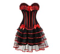 AEGJEGVD Moulin Rouge Gothic Corsagenkleid Korsett Spitenrock Übergrößen Steampunk Korsett Kleid Corsage Elegant Spitzenrock Festliches Outfit Vintage Mittelalter Kleid Für Karneval Angebote