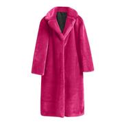 AEGJEGVD Pelzmantel Damen Für Herbst Winter Kunstfellmantel Warme Lange Wintermantel Lose Comfortable Plüschmantel Große Größen Flauschige Kunstfelljacke Langärmeliger Mantel V-Ausschnitt