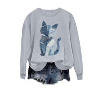 AEGJEGVD Pullover Damen Drucken Sweatshirt Langarmshirt Rundhalsausschnitt Langarm Shirts Herbst Winter Pulli Tops Lässiges Bequemes Frauen Oberteil Bluse Tops Aus Baumwolle Ohne Kapuze
