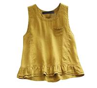 AEGJEGVD Tank Top Damen Musselin, Sommer Tshirt Ärmellose Shirts Rundhals Basic Tanktop Rüschen Ärmel Going Out Tops Übergrößen Frauen Trägertop Strand Leinentop Party Longshirt Baumwoll Tanktops