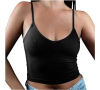 AEGJEGVD Tanktop Damen Sommer, Sexy Ärmellose Unterhemd Cami Bluse Modisch U-Ausschnitt Hemd Lässig Einfarbig Pullover T-Shirts Blusehemd Strand Tanktop Locker Tunika Tops Baumwolle Tanktops