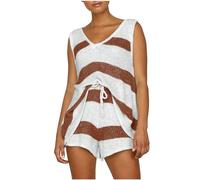 AEGJEGVD Zweiteiler Damen Kurz Pyjama Lounge Set Strick einfarbig ärmellos Tank Top und High Waist Dünn Lässige Shorts Rundhals Kurze Hose Sommer Travel Outfit