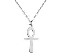 Ägyptisches Ankh Kreuz Damen Halskette Anhänger Gebet Ägyptisches Koptisches Amulett Schlüssel des Lebens Kreuz Charm Halskette Klassischer Choker Schmuck Personalisierte Geschenke (silber)