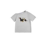 Aelfric Eden Dachshund Off Shoulder Tshirt Damen Cartoon Dog T-Shirt Sommer Oberteil Casual Kurzarm Shirt Basic Rundhals Top Y2K Grau, XS