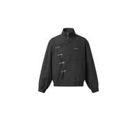 Aelfric Eden Herren Blousonjacke Metallknopf Boxy Jacke 100% Baumwolle Stehkragen Sweatjacke Vintage Streetwear Warme Coats Grau L
