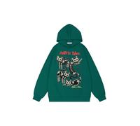 Aelfric Eden Hoodie Herren Oversize Cartoon Skeleton Cat Hooded Damen Y2K Kapuzenpullover Unisex Sport Casual Sweatshirt mit Kapuze Vintage Sportshirt Rundhals Oberteile Tops