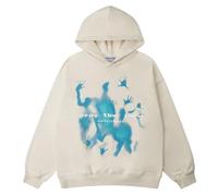 Aelfric Eden Oversized Hoodie Herren Graphic Kapuzenpullover Oversize Basic Pullover Sweatshirt mit Kapuze Unisex Sweat Abstraction Shadow Print Hoodie Baumwolle Apricot, M
