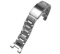 AEMALL Edelstahl-Armband für Casio GST-W300 GST-400G GST-B100 GST-210 S100D/S110D/W110 schwarzes Metall-Uhrenarmband (Farbe: Silber)