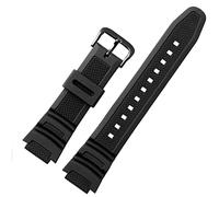 AEMALL Gummiarmband geeignet für Casio AE1200WH/SGW-300H/400/W-218H/MRW-200 Silikon-Armband Dornschließe Armband Uhrenarmband (Farbe: schwarze Schnalle, Größe: 18 mm)