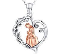 AEONSLOVE Mutter Kette Damen Silber 925 Mama Halskette Mutter Tochter Kette Herz Anhänger Mama Kind Schmuck Kette für Mütter Mama Tochter Geschenk für Oma Mom
