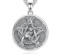 AEONSLOVE Pentagramm Kette Damen Silber 925 Hexen Katzen Halskette Pentagramm Anhänger Silber 925 Wicca Schmuck The Witcher Kette