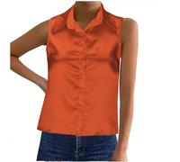 Ärmellose Bluse Damen Einfarbig / 3D Bedrucken Hemd Knopfleiste Revers Hemdbluse Lässig Tanktops Schlank Oberteile Leichte Sommer Shirt Bequem Blusenshirt Top Sommerhemd Für Frauen Freizeithemden