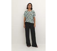 KAFFE Ärmellose Bluse KAamber Damen Bluse Kurzarm Print Shirt Rundhals Locker Oberteile Fledermaus Blue/Green Abstract Flower 34