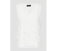 Ärmellose Bluse mit V-Ausschnitt und floralen Applikationen 36 creme 2164611.0200.36