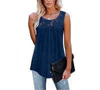 ärmellose blusen Damen schwarz Tunika Damen elegant lang blau Thermo Shirt Damen Langarm Hemd Pullover bunt Damen Crop Tops Damen sexy Blau XXL