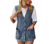 Ärmellose Damen-Jeansweste - Lässige Lange Jeansweste Lässige Lockere Jeansweste Lässige Ärmellose Jeansweste Für Damen Mit Knopfleiste Denim Jeans Weste Kleidung Streetwear