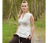 Ärmellose Damen Mittelalter-Bluse aus Baumwolle mit Schnürung Natur - Outlet