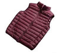 Ärmellose Daunenweste für Herren, ultraleicht, warm, Stehkragen, Entendaunenjacke für den Winter, Urlaub, tägliche Freizeitkleidung (L weinrot)