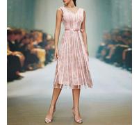 Ärmellose Maxikleid mit V-Ausschnitt, Druckmuster und Godet-Einsätzen aus Mesh