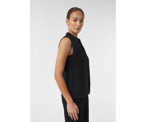 Ärmellose Ramie-Bluse mit aufgesetzten Taschen schwarz 44