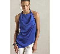 Ärmellose Satin-Bluse mit Cowl-Neck und Neckholder, drapiertes Top mit offenem Rücken, elegant fließende Silhouette für Sommer, Party und Abend