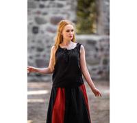 Leonardo Carbone® Damen Bluse Adele | Tunnelzug Am Dekolleté | Ärmelloses Design | Karneval, Halloween, Cosplay, LARP, Mittelalter, Festival, Tunika, Top | 100% Baumwolle Schwarz 2XL