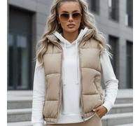 Ärmellose Steppweste für Damen aus Polyesterfaser, mit Reißverschluss, kurzem Steppdesign, zwei Außentaschen, leichte, lässige Streetstyle-Weste aus g