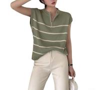 Ärmellose Strickweste aus Polyester, gestreiftes Design | Weiches Polyester-Mischgewebe, atmungsaktive Textur, ärmellos, leichtes Gefühl, pflegeleicht