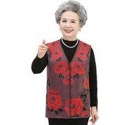 Ärmellose Strickweste Für Damen - Drucken Stricken Mittleren Alters Ältere Mutter Westen Jacke Herbst Winter Oma Pullover Weste 60 Bis 80 Jahre Alte Frauen Weste,Kaffee,3XL
