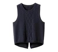 Ärmellose Strickweste Für Damen - Herbst Und Winter Twisted Strickweste Ärmellose Strickpullover Weste Damen Wollweste Damen Rundhals Tank Top,Schwarz,3XL