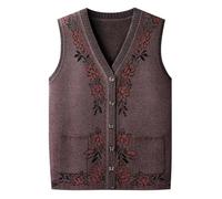 Ärmellose Strickweste Für Damen - Mittleres Alter, Ältere Frauen, V-Kragen, Strickweste, Große Größe, Frühling Und Herbst, Ärmelloser Pullover, Mantel, Mutter, Weste, Oma, Strickjacke, Jacke,