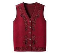 Ärmellose Strickweste Für Damen - Mittleres Alter, Ältere Frauen, V-Kragen, Strickweste, Große Größe, Frühling Und Herbst, Ärmelloser Pullover, Mantel, Mutter, Weste, Oma, Strickjacke, Jacke,