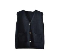 SWEPER Ärmellose Strickweste Für Damen - Mode Damen Weiche Strickpullover Weste Frühling Herbst Lose V-Ausschnitt Tasche Ärmellos Basic Cardigan Weste Mantel,Schwarz,XL