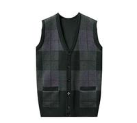 Ärmellose Strickweste für Herren - Klassische Strickjacke mit V-Ausschnitt und Knöpfen, Business-Strickjacke, Pullover, ärmellose Weste für Herren mit V-Ausschnitt, lässige Strickmode für Her