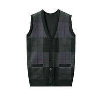 Ärmellose Strickweste für Herren - Klassische Strickjacke mit V-Ausschnitt und Knöpfen, Business-Strickjacke, Pullover, ärmellose Weste für Herren mit V-Ausschnitt, lässige Strickmode für Her