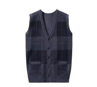 Ärmellose Strickweste für Herren - Klassische Strickjacke mit V-Ausschnitt und Knöpfen, Business-Strickjacke, Pullover, ärmellose Weste für Herren mit V-Ausschnitt, lässige Strickmode für Her