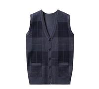 Ärmellose Strickweste für Herren - Klassische Strickjacke mit V-Ausschnitt und Knöpfen, Business-Strickjacke, Pullover, ärmellose Weste für Herren mit V-Ausschnitt, lässige Strickmode für Her