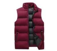 Ärmellose Weste für Herren, Stehkragen, einfarbig, warm, gepolstert, für den Alltag, Homewear für Herbst, Winter, Oberbekleidung, normale Passform, Schwarz (XXL Rot)