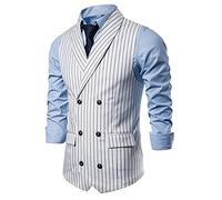 Ärmellose Weste Herren, Anzugweste Herren Zweireihiger,Herren-Westen Streifen Business Groomsmen Hochzeitsfeier Western Lässig mit Tasche Stylischer Herrenweste Einfarbig Button Down Businessweste