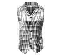 Ärmellose Weste Herren Kariert, Anzugweste Slim Fit-Westen Herren V Ausschnitt Stylischer Anzug Lässig Business Herrenwesten Regular Fit Leichte mit Knöpfen Vintage Vest Anzugwesten