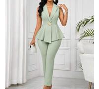 Ärmelloser Blazer Anzug Set, eleganter romantischer Slim Fit Business Anzug für Frauen, Herbst/Winter professionelle Kleidung