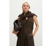 Strickweste MARC O'POLO "aus softem Schurwolle-Mix", Damen, Gr. XXS, braun (burnt coffee), Obermaterial: 50% Schurwolle, 33% Viskose, 17% Polyamid, unifarben, V-Ausschnitt, Westen Strickweste (4674004