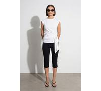 Ärmelloses Baumwoll-T-Shirt für Damen mit Bindedetail am Rundhals