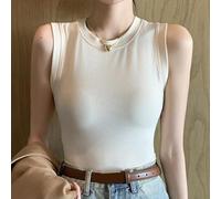 Ärmelloses Camisole für Damen, Rundhalsausschnitt, Basic-Top mit seitlichem Dekolleté, weicher Stretch-Stoff für den Alltag, Urlaub, Party, Weiß (M Weiß)