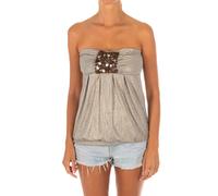 Ärmelloses Damen-T-Shirt mit breitem Stricktop-Effekt 10DMT0084 XS