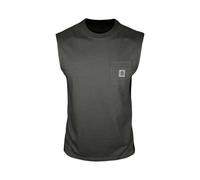 Ärmelloses Herren T-Shirt aus Baumwolle mit Rundhalsausschnitt und Brusttasche für Alltag Freizeit Sport(Dunkelgrau,3XL)