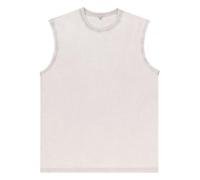 Ärmelloses Herren T-Shirt aus Baumwolle mit Rundhalsausschnitt und lockerer Passform Unifarben Basic Design für Freizeit(Teint,L)